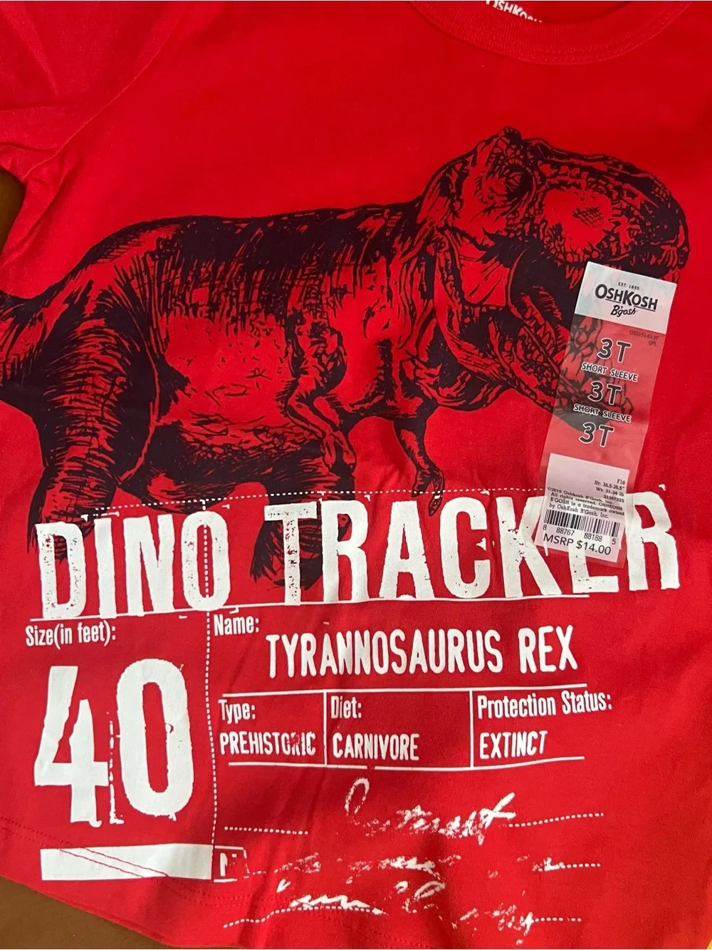 OshKosh B'gosh Boys Red Dino Tracker Graphic Tee & Yellow Polo Cotton Sz 3T NWT